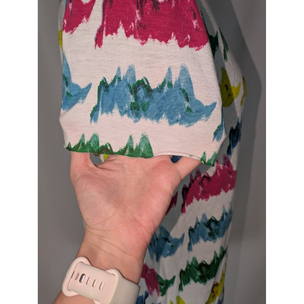 Zara Multicolor Abstract Brushstroke Pattern Short Sleeve T-Shirt Large Quirky - Picture 4 of 6